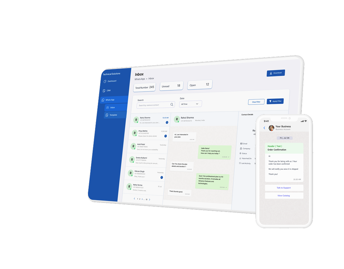 SalesTaq CRM and WhatsApp CRM dashboard